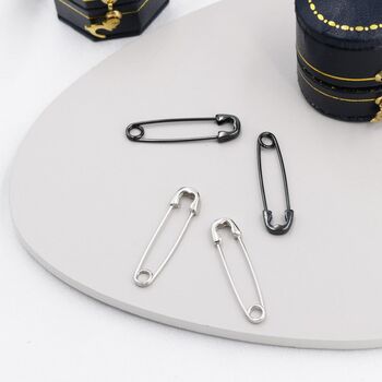 Safety Pin Hoop Earrings In Sterling Silver, 2 of 12