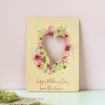 Personalised Wooden Mothers Day Card With Pink Flowers, 3 of 3