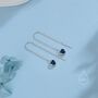 Tiny Sapphire Blue Cz Heart Threader Earrings, thumbnail 8 of 11