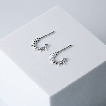 Sterling Silver Spiked Hoop Stud Earrings, 3 of 5