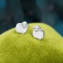 Fluffy Sheep Stud Earrings In Sterling Silver, thumbnail 1 of 11