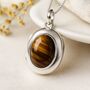 Personalised Mens Sterling Silver Gold Tigers Eye Locket, thumbnail 1 of 11