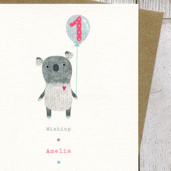 Personalised First Birthday Or Pick Your Age Koala Card, 4 of 12