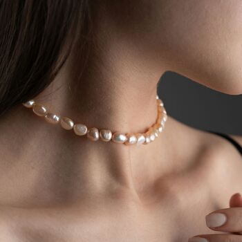 Freshwater Pink Baroque Pearl Necklace, 3 of 7