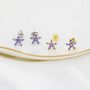 Amethyst Purple Cz Flower Stud Earrings Sterling Silver, thumbnail 2 of 12