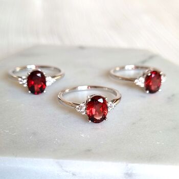 Garnet Ring In Sterling Silver And Gold Vermeil, 4 of 10
