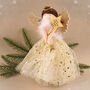 Gold Brunette Light Up Angel Tree Topper Decoration, thumbnail 2 of 12