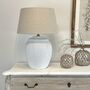Large Ribbed Chalk White Distressed Table Lamp Alice, thumbnail 2 of 4