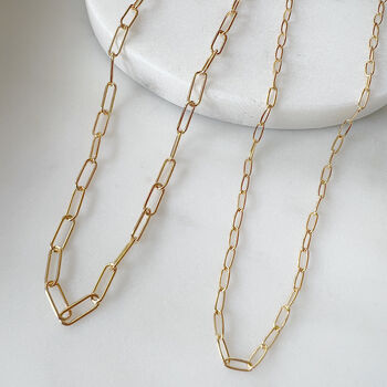 Paperclip Chain Necklace Gold Plated Sterling Silver, 9 of 11