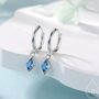 Very Tiny Rhombus Aquamarine Blue Cz Huggie Hoop In Sterling Silver, thumbnail 1 of 12