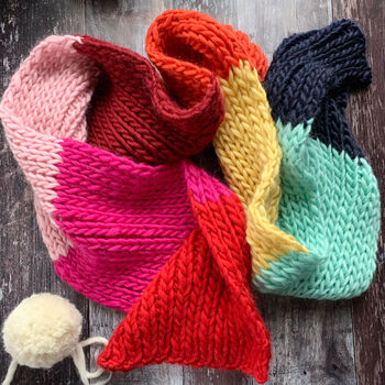 Knitting Kit Merino Wool Rainbow Supersize Who Scarf, 2 of 2