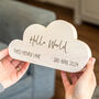 Personalised Hello World Wood Cloud New Baby Gift, thumbnail 1 of 5