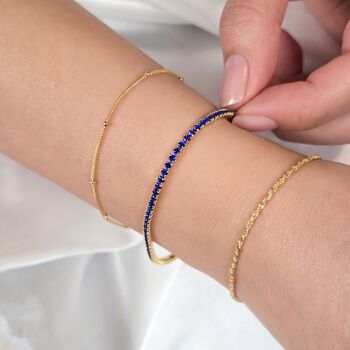 Sapphire September Birthstone Dainty Tennis Bracelet, 3 of 5