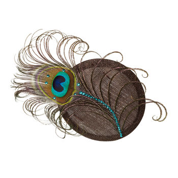 Peacock Turquoise Crystal Fascinator 'Pippa', 4 of 12