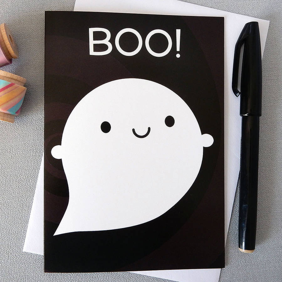 'boo' happy ghost halloween card by asking for trouble