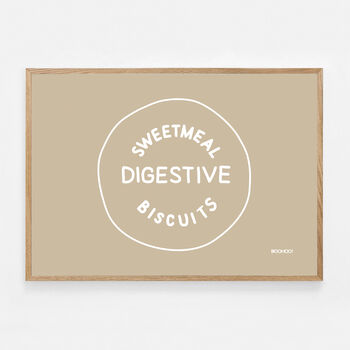 Custard Cream, Jammie Dodger, Bourbon And Digestive Biscuits Set Of Four Beige Prints, 10 of 10