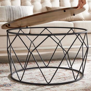 Small Centre Round Coffee Table With Steel Frame, 5 of 7