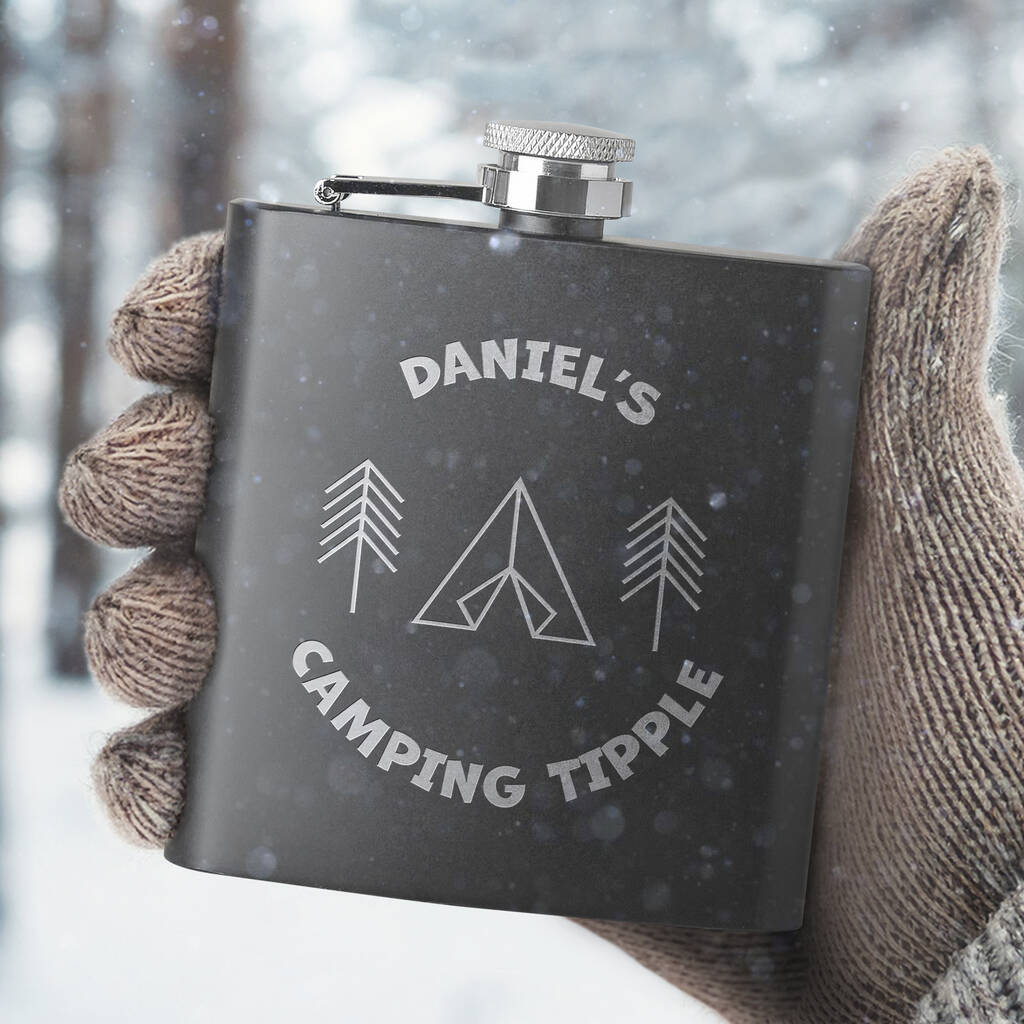 Personalised Camping Tipple Hip Flask, 1 of 8