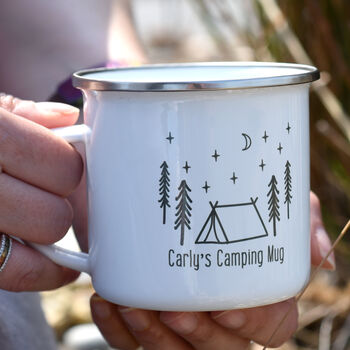 Personalised Camping Outside Gift Enamel Mug, 4 of 4