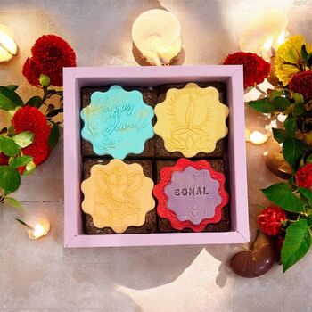 Diwali Belgian Chocolate Brownie Gift Box, 6 of 6