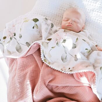 Organic Muslin Floral Baby Blanket, 4 of 12