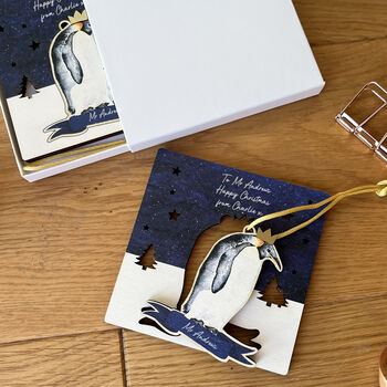 Personalised Penguin Christmas Card/Bauble For Teacher, 6 of 7
