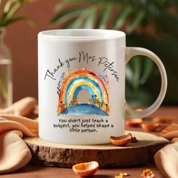 Personalised Teacher Mug – Colourful Boho Rainbow Thank You Gift, 2 of 10