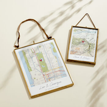 Personalised Vintage Map Picture With Stitched Heart, 3 of 9