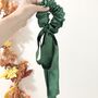 Green Silk Bow Scrunchies, Bridesmaid Accessories, thumbnail 4 of 4