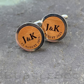 Personalised Initials And Date Wedding Cufflinks, 2 of 8