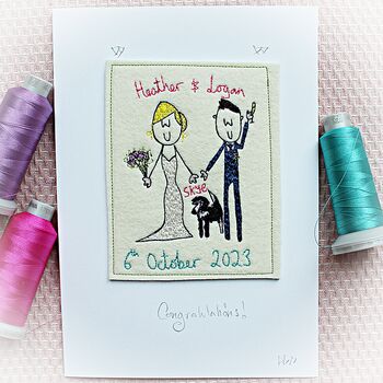 Wedding Card, Personalised, Embroidered, 10 of 12