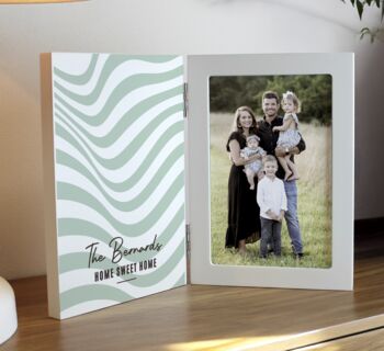 Personalised Wooden Wavy Hinged 6x4 Photo Frame, 3 of 4