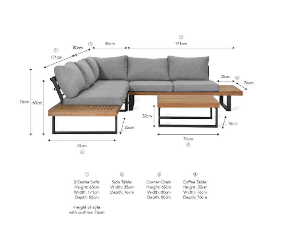 Outdoor Corner Sofa Set By The Forest, Outdoor Corner Sofa Dimensions