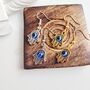 Hamsa Protection Evil Eye Fatima Hand Charm Drop Earrings, thumbnail 1 of 3