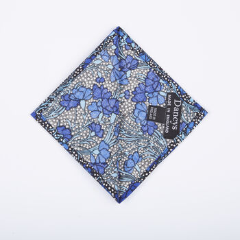 Dancys Mens Black And Blue Floral Pocket Square, 8 of 8