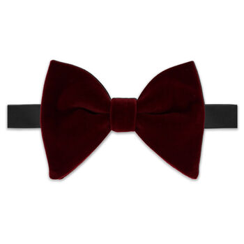 Mens Burgundy Oversize Velvet Bow Tie And Pocket Square, 7 of 7