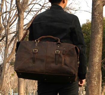 Genuine Leather Holdall Large, 6 of 12