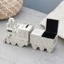 Engraved Train Moneybox With Tooth And Curl Carriage, thumbnail 2 of 2