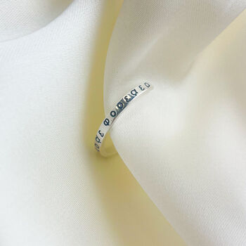 Sterling Silver Engraved Symbols Adjustable Ring, 4 of 5