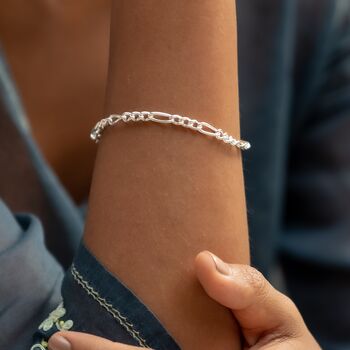 Sterling Silver Large Linked Figaro Charm Collector Bracelet, 2 of 5