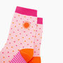Embroidered Sun Spotted Combed Cotton Socks In Pink, thumbnail 2 of 4