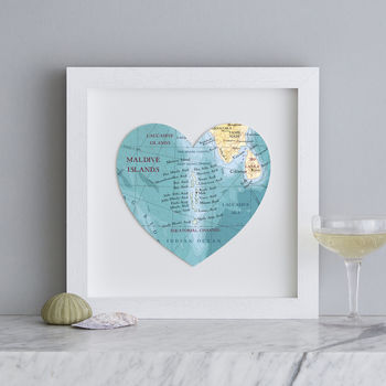 Personalised Location Maldives Map Heart Print, 3 of 5