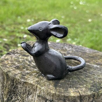 Set Of Two Solid Cast Iron Mice In Gift Pouch, 4 of 7