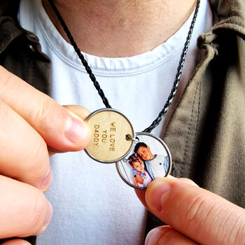 Men's Personalised Secret Photo Family Necklace, 3 of 8