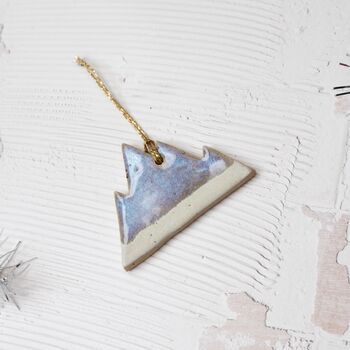 Handmade Stoneware Mountain Ornament: Snowy Peak Christmas Decoration, 4 of 5