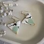 Mint Green Triangle Ceramic Dangle Earrings Gold Plated, thumbnail 5 of 8