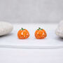 Halloween Glitter Pumpkin Stud Earrings, thumbnail 3 of 4