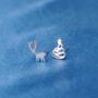 Silver Christmas Stud Earrings, Christmas Tree And Reindeer Studs, thumbnail 6 of 8