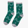 Women's Bamboo Socks Green Christmas Robin And Holly, thumbnail 1 of 3