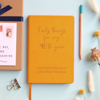 Personalised 40 Things For 40th Year Planner Notebook, 11 of 11